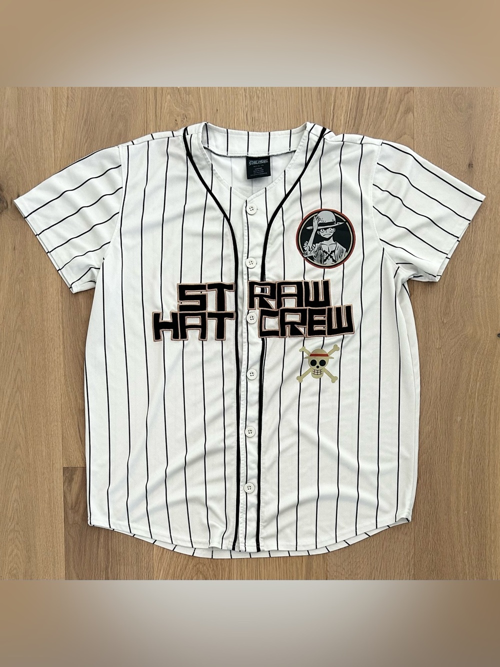 One Piece Straw Hat Crew Luffy Pinstripe Baseball Jersey